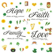 BOBOMOTI St Patricks Day Window Clings Clearance 52 Pcs Lucky Shamrock Clover Hat Irish Day Themed Sticker Holiday Party Supplies